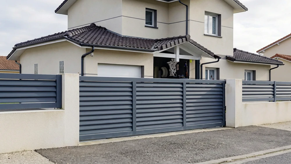 Véranda victorienne en PVC blanc avec toiture tuiles terre cuite, annexée à maison crépi beige